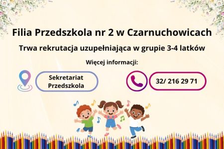 Rekrutacja uzupełniająca do przedszkola w Czarnuchowicach