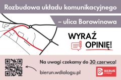 KONSULTACJE SPOŁECZNE! Rozbudowa ciągu komunikacyjnego - ul. Borowinowa