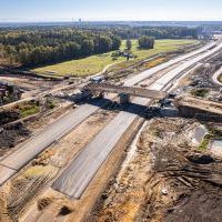 Budowa drogi S1 - Kosztowy - Bieruń - 23 października 2025 (zdjęcia z lotu ptaka) (2)