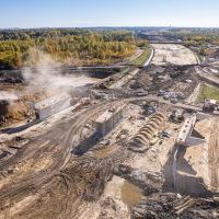 Budowa drogi S1 - Kosztowy - Bieruń - 23 października 2025 (zdjęcia z lotu ptaka) (3)
