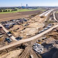 Budowa drogi S1 - Kosztowy - Bieruń - 23 października 2025 (zdjęcia z lotu ptaka) (9)