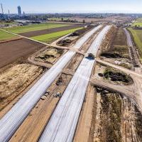 Budowa drogi S1 - Kosztowy - Bieruń - 23 października 2025 (zdjęcia z lotu ptaka) (7)
