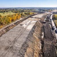 Budowa drogi S1 - Kosztowy - Bieruń - 23 października 2025 (zdjęcia z lotu ptaka) (10)