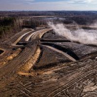 Budowa drogi S1 - Kosztowy - Bieruń - luty 2026 (zdjęcia z lotu ptaka) (7)